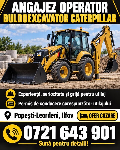 Operator buldoexcavator caterpillar,